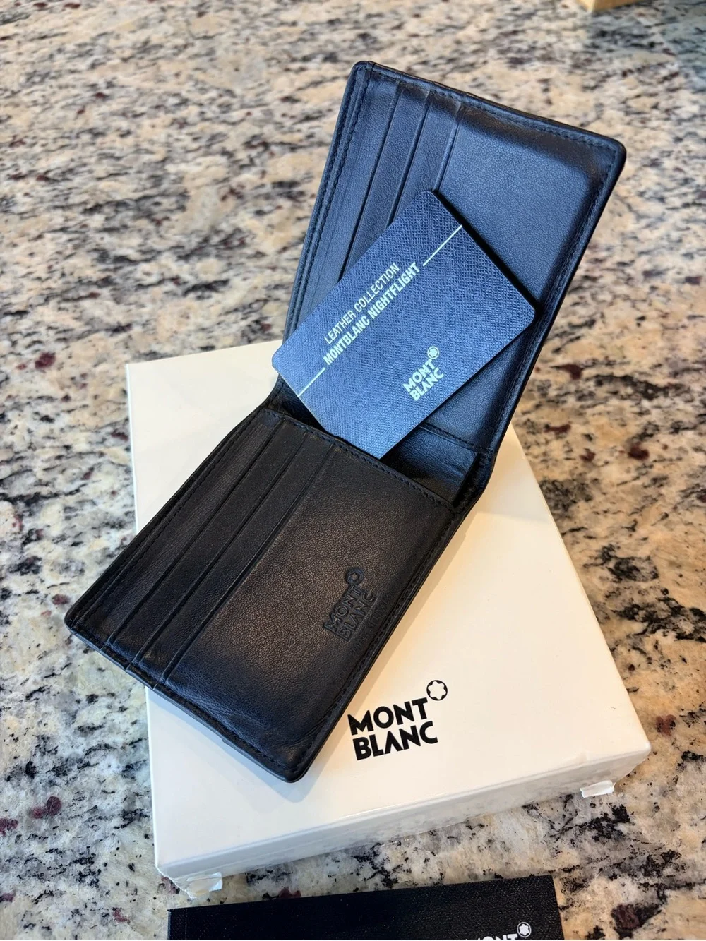 Montblanc NightFlight Black Leather & Textured Fabric Bifold Wallet
